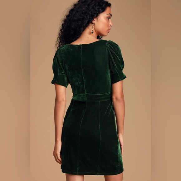 Lulus One Last Kiss Velvet Puff Sleeve Mini Dress - Picture 3 of 12